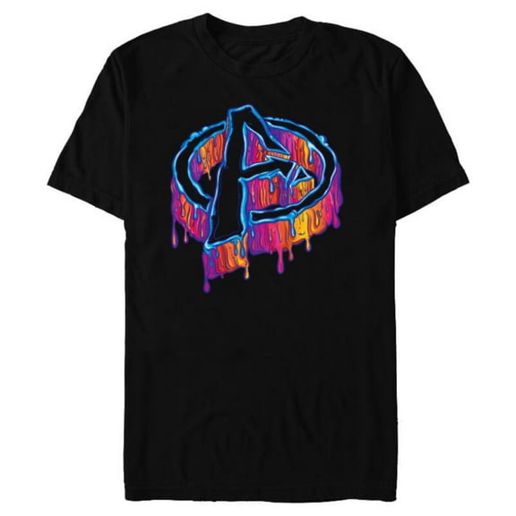 Marvel Avengers A Logo Melting Paint Drip - Short Sleeve Blended T-Shirt for Adults - Customized-Black