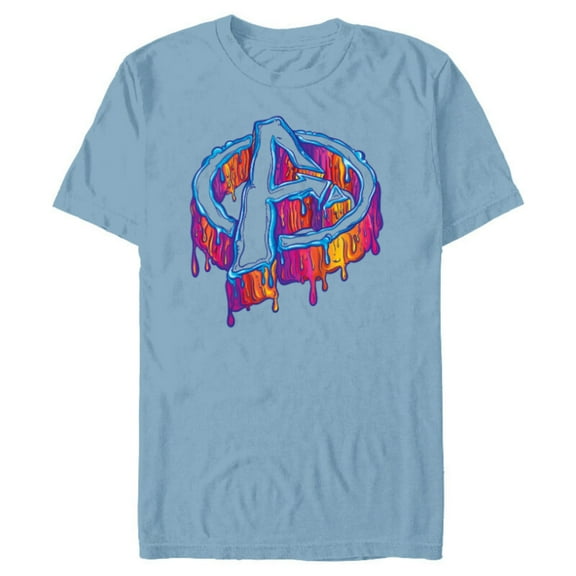 Marvel Avengers A Logo Melting Paint Drip - Short Sleeve Blended T-Shirt for Adults - Customized-Ocean Blue