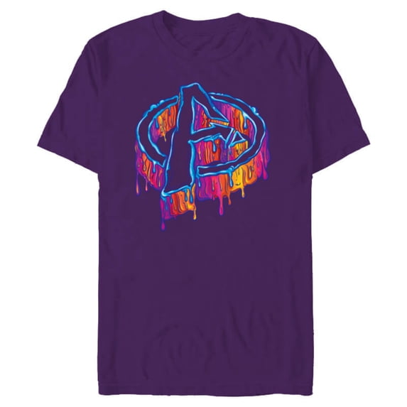 Marvel Avengers A Logo Melting Paint Drip - Short Sleeve Blended T-Shirt for Adults - Customized-Purple