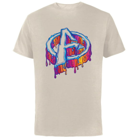 Marvel Avengers A Logo Melting Paint Drip - Short Sleeve Cotton T-Shirt for Adults - Customized-Natural