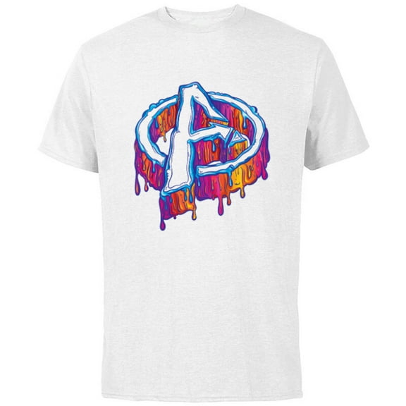 Marvel Avengers A Logo Melting Paint Drip - Short Sleeve Cotton T-Shirt for Adults - Customized-White