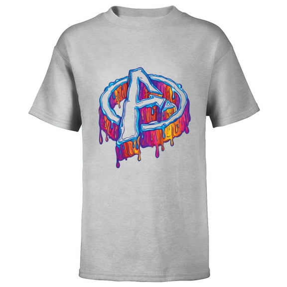 Marvel Avengers A Logo Melting Paint Drip - Short Sleeve T-Shirt for Kids - Customized-Athletic Heather