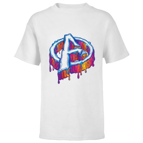Marvel Avengers A Logo Melting Paint Drip - Short Sleeve T-Shirt for Kids - Customized-White