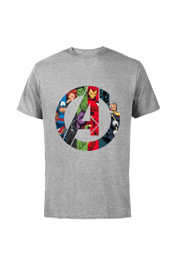 Avengers A Logo - Short Sleeve Cotton T-Shirt for Adults -Customized-Athletic Heather