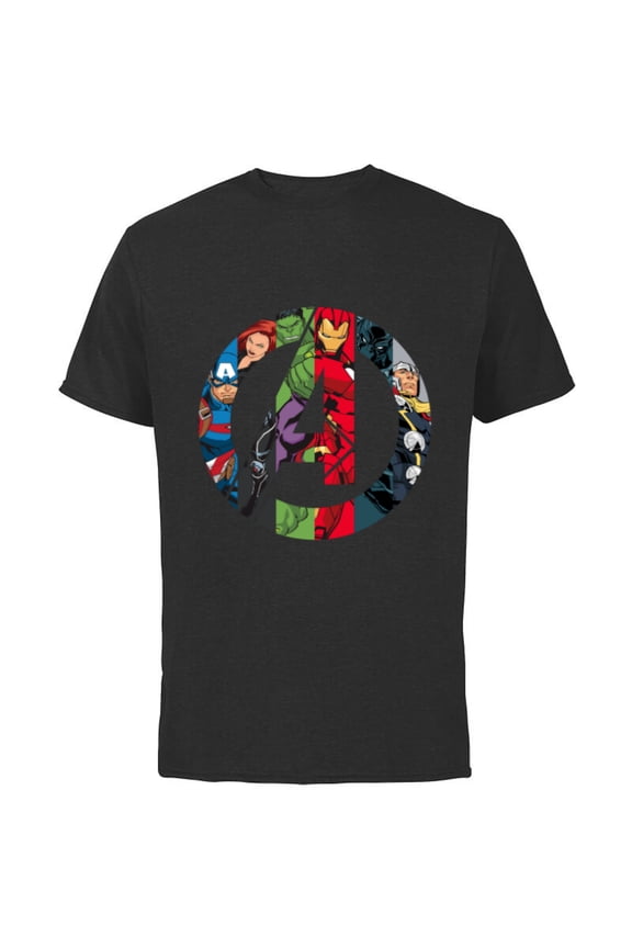Avengers A Logo - Short Sleeve Cotton T-Shirt for Adults -Customized-Black