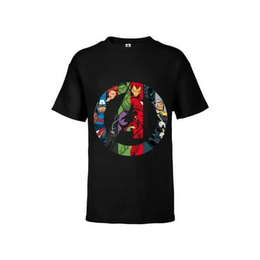 Marvel Avengers A Logo - Short Sleeve T-Shirt for Kids -Customized-Black