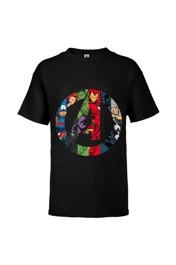 Avengers A Logo - Short Sleeve T-Shirt for Kids -Customized-Black