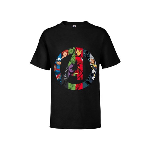 Marvel Avengers A Logo - Short Sleeve T-Shirt for Kids -Customized-Black