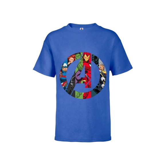 Marvel Avengers A Logo - Short Sleeve T-Shirt for Kids -Customized-Royal