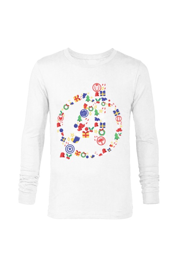 Avengers A Logo Symbol Holiday Christmas Icons - Long Sleeve T-Shirt for Men - Customized-White