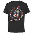 thumbnail image 1 of Marvel Avengers A Logo Symbol Holiday Christmas Icons - Short Sleeve Cotton T-Shirt for Adults - Customized-Black, 1 of 5