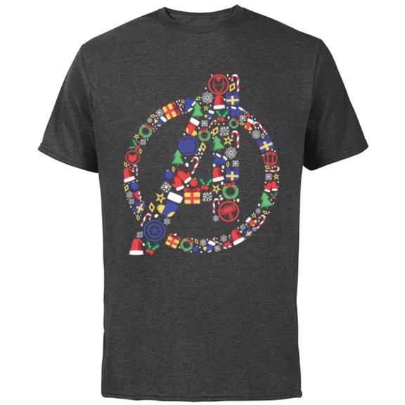 Marvel Avengers A Logo Symbol Holiday Christmas Icons - Short Sleeve Cotton T-Shirt for Adults - Customized-Charcoal