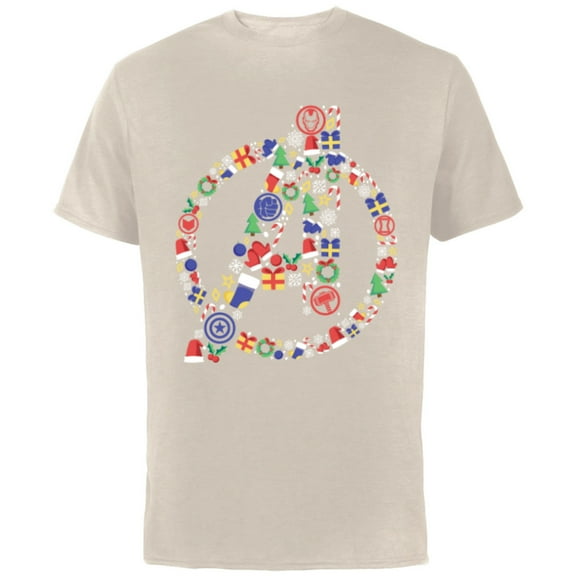 Marvel Avengers A Logo Symbol Holiday Christmas Icons - Short Sleeve Cotton T-Shirt for Adults - Customized-Natural