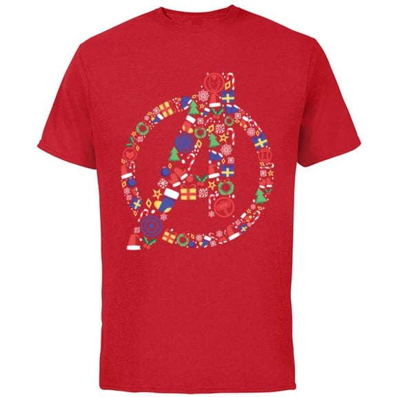 Marvel Avengers A Logo Symbol Holiday Christmas Icons - Short Sleeve Cotton T-Shirt for Adults - Customized-Red