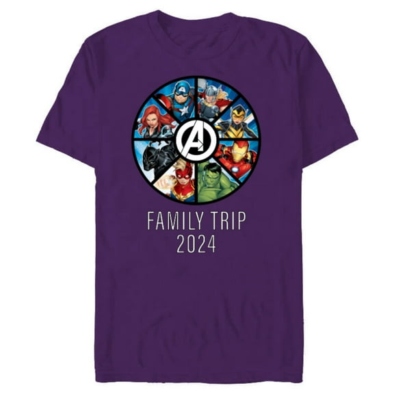 Marvel Avengers A-logo Circle Super Hero Family Trip 2024 - Short Sleeve Blended T-Shirt for Adults - Customized-Purple