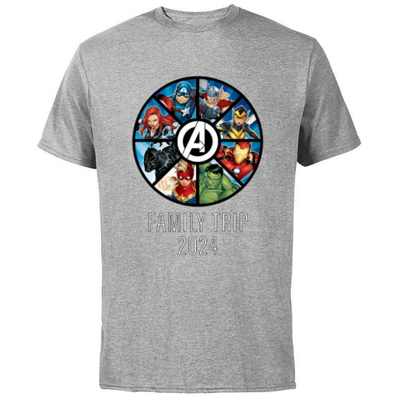 Marvel Avengers A-logo Circle Super Hero Family Trip 2024 - Short Sleeve Cotton T-Shirt for Adults - Customized-Athletic Heather