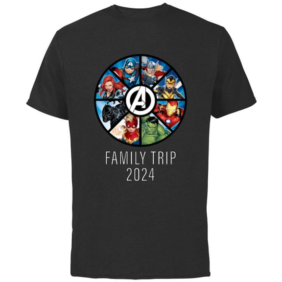Marvel Avengers A-logo Circle Super Hero Family Trip 2024 - Short Sleeve Cotton T-Shirt for Adults - Customized-Black