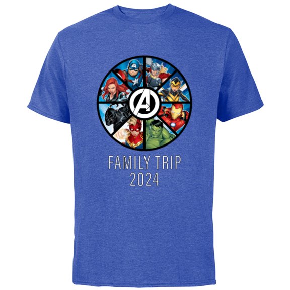 Marvel Avengers A-logo Circle Super Hero Family Trip 2024 - Short Sleeve Cotton T-Shirt for Adults - Customized-Royal Heather