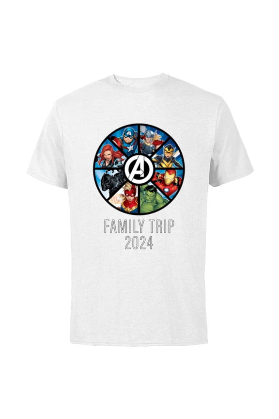 Avengers A-logo Circle Super Hero Family Trip 2024 - Short Sleeve Cotton T-Shirt for Adults - Customized-White