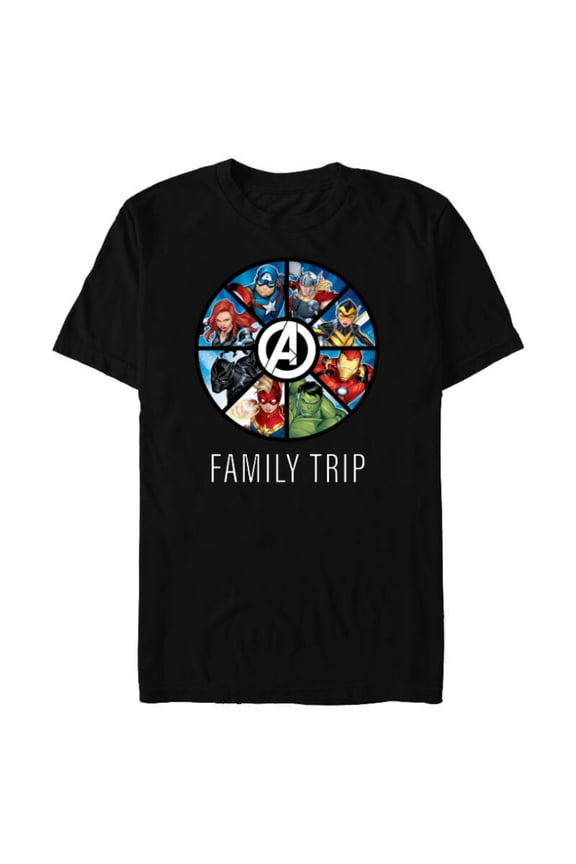 Avengers A-logo Circle Super Hero Family Trip - Short Sleeve Blended T-Shirt for Adults - Customized-Black