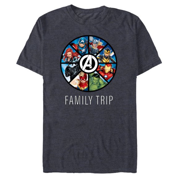 Marvel Avengers A-logo Circle Super Hero Family Trip - Short Sleeve Blended T-Shirt for Adults - Customized-Navy Heather