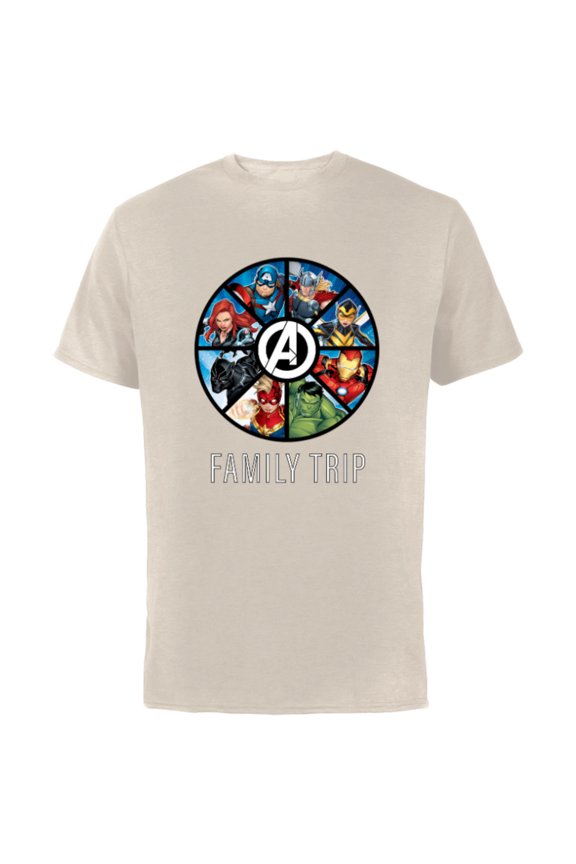 Avengers A-logo Circle Super Hero Family Trip - Short Sleeve Cotton T-Shirt for Adults - Customized-Natural