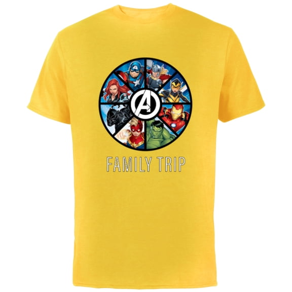 Marvel Avengers A-logo Circle Super Hero Family Trip - Short Sleeve Cotton T-Shirt for Adults - Customized-Yellow