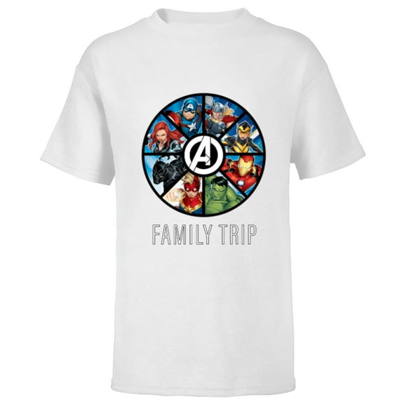 Marvel Avengers A-logo Circle Super Hero Family Trip - Short Sleeve T-Shirt for Kids - Customized-White