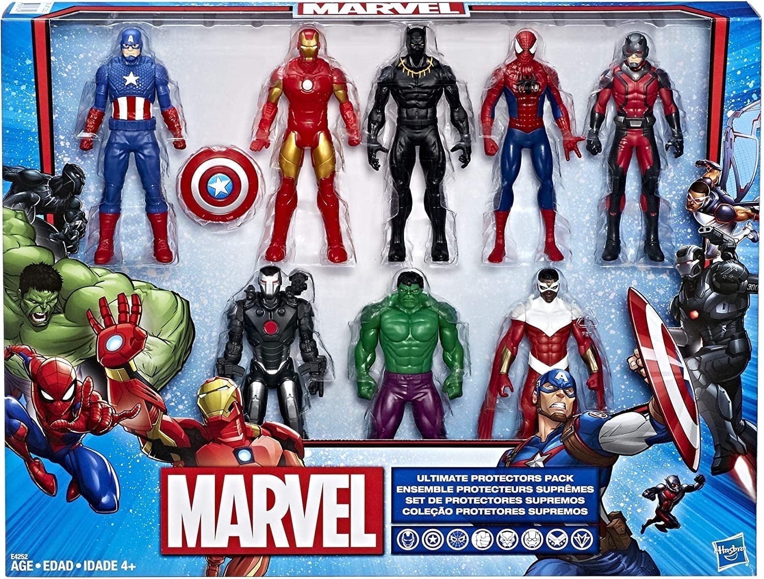 Marvel Avengers Action Figures - Iron Man, Hulk, Black Panther, Captain America, Spider Man, Ant Man, War Machine & Falcon (8)