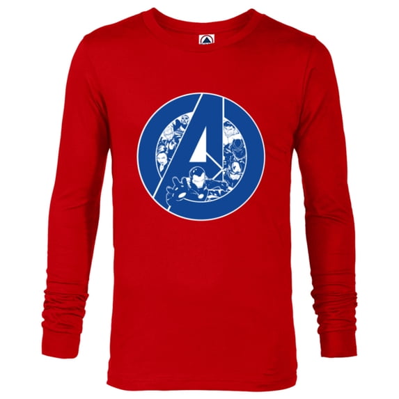 Marvel Avengers Assemble A-Logo Team Blue - Long Sleeve T-Shirt for Men - Customized-New Red