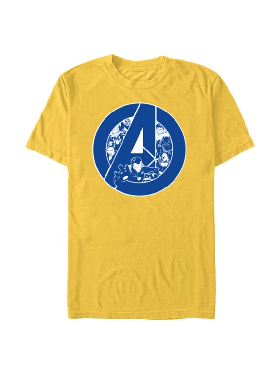 Avengers Assemble A-Logo Team Blue - Short Sleeve Blended T-Shirt for Adults - Customized-Yellow