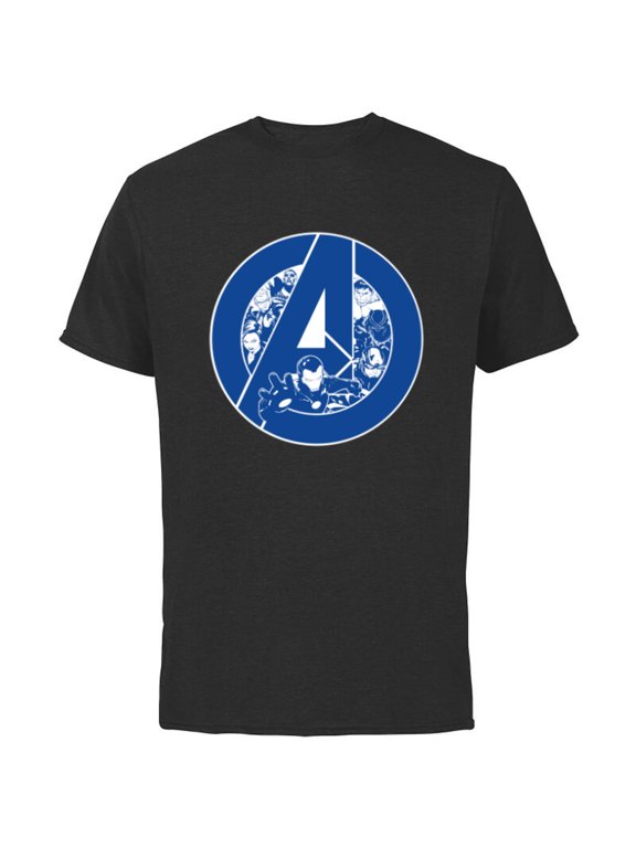 Avengers Assemble A-Logo Team Blue - Short Sleeve Cotton T-Shirt for Adults - Customized-Black