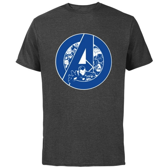 Marvel Avengers Assemble A-Logo Team Blue - Short Sleeve Cotton T-Shirt for Adults - Customized-Charcoal