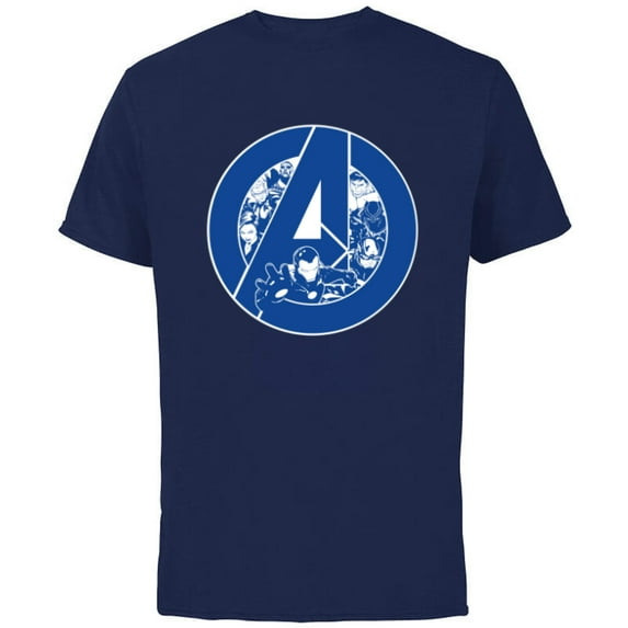 Marvel Avengers Assemble A-Logo Team Blue - Short Sleeve Cotton T-Shirt for Adults - Customized-Navy