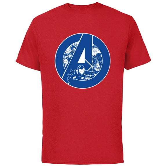 Marvel Avengers Assemble A-Logo Team Blue - Short Sleeve Cotton T-Shirt for Adults - Customized-Red