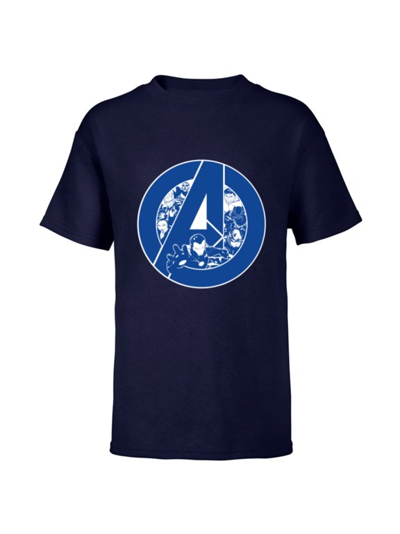 Avengers Assemble A-Logo Team Blue - Short Sleeve T-Shirt for Kids - Customized-Navy