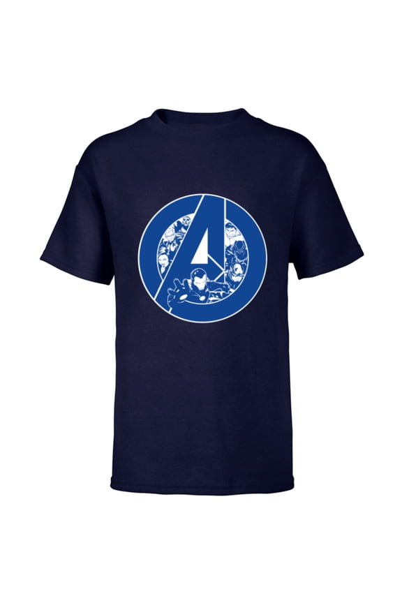 Avengers Assemble A-Logo Team Blue - Short Sleeve T-Shirt for Kids - Customized-Navy
