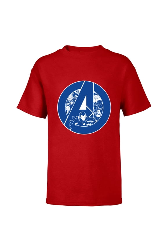 Avengers Assemble A-Logo Team Blue - Short Sleeve T-Shirt for Kids - Customized-Red