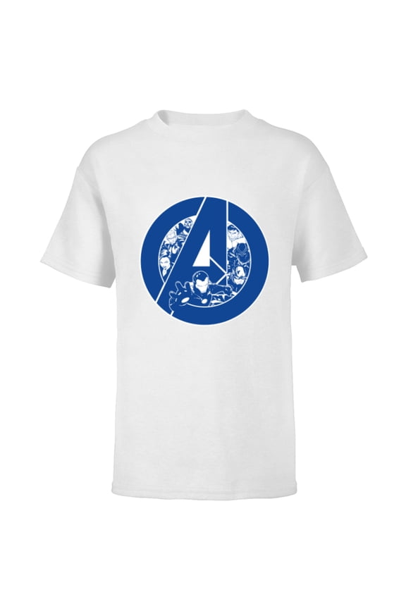 Avengers Assemble A-Logo Team Blue - Short Sleeve T-Shirt for Kids - Customized-White
