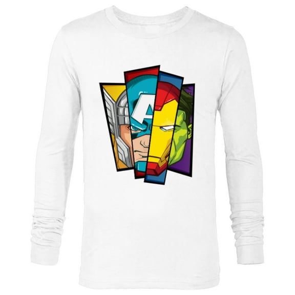 Marvel Avengers Assemble Faces of Super Heroism - Long Sleeve T-Shirt for Men - Customized-White