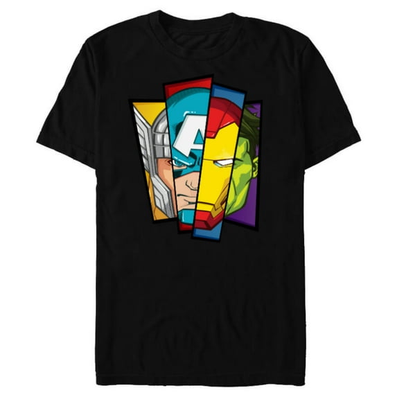 Marvel Avengers Assemble Faces of Super Heroism - Short Sleeve Blended T-Shirt for Adults - Customized-Black