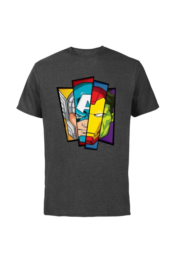 Avengers Assemble Faces of Super Heroism - Short Sleeve Cotton T-Shirt for Adults - Customized-Charcoal