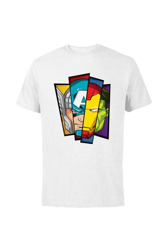 Avengers Assemble Faces of Super Heroism - Short Sleeve Cotton T-Shirt for Adults - Customized-White