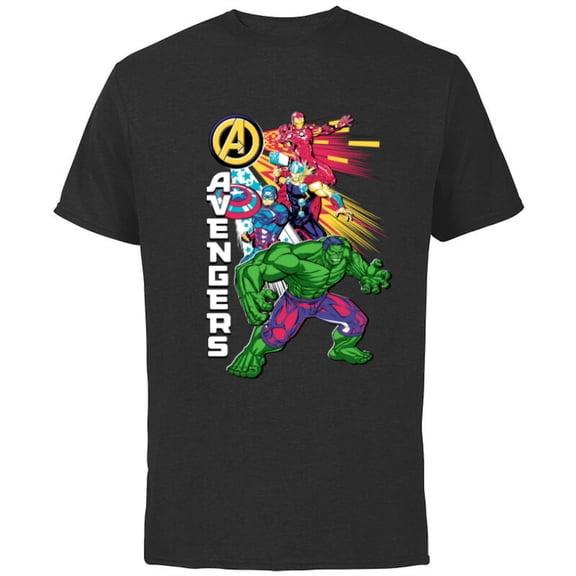 Marvel Avengers Assemble Fearless Foursome - Short Sleeve Cotton T-Shirt for Adults - Customized-Black