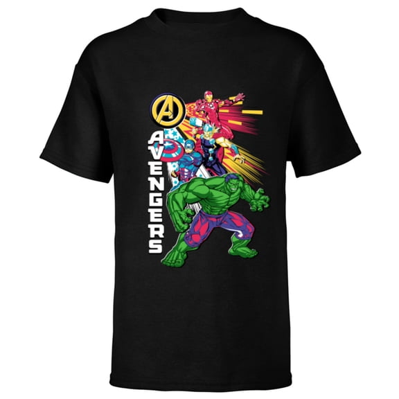 Marvel Avengers Assemble Fearless Foursome - Short Sleeve T-Shirt for Kids - Customized-Black