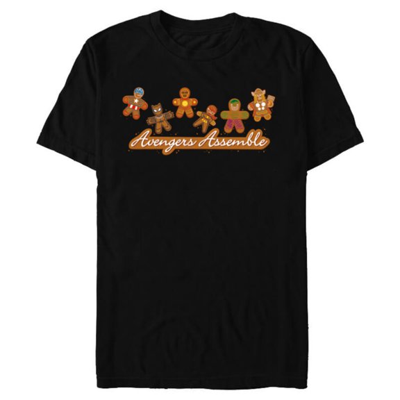 Marvel Avengers Assemble Gingerbread Cookies Holiday - Short Sleeve Blended T-Shirt for Adults - Customized-Black