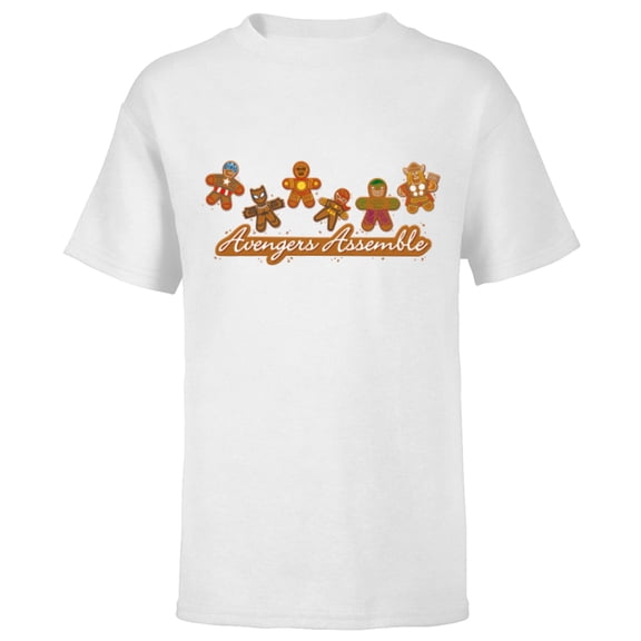 Marvel Avengers Assemble Gingerbread Cookies Holiday - Short Sleeve T-Shirt for Kids - Customized-White