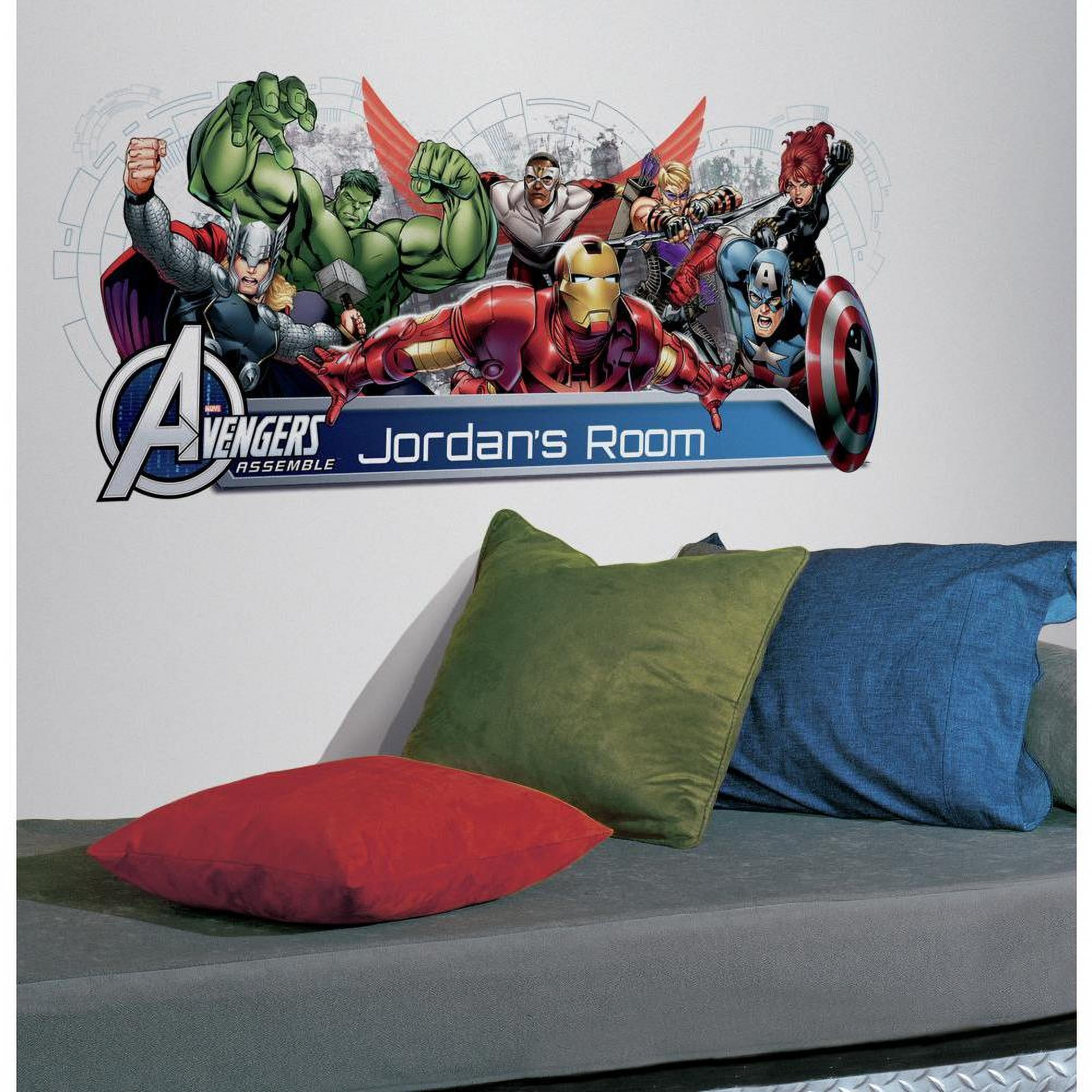 Marvel Avengers Assemble Headboard Giant Wall Decal with Alphabet Children Room Superhero