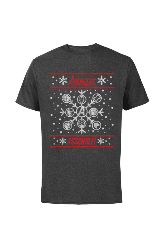 Avengers Assemble Holiday Sweater - Short Sleeve Cotton T-Shirt for Adults - Customized-Charcoal