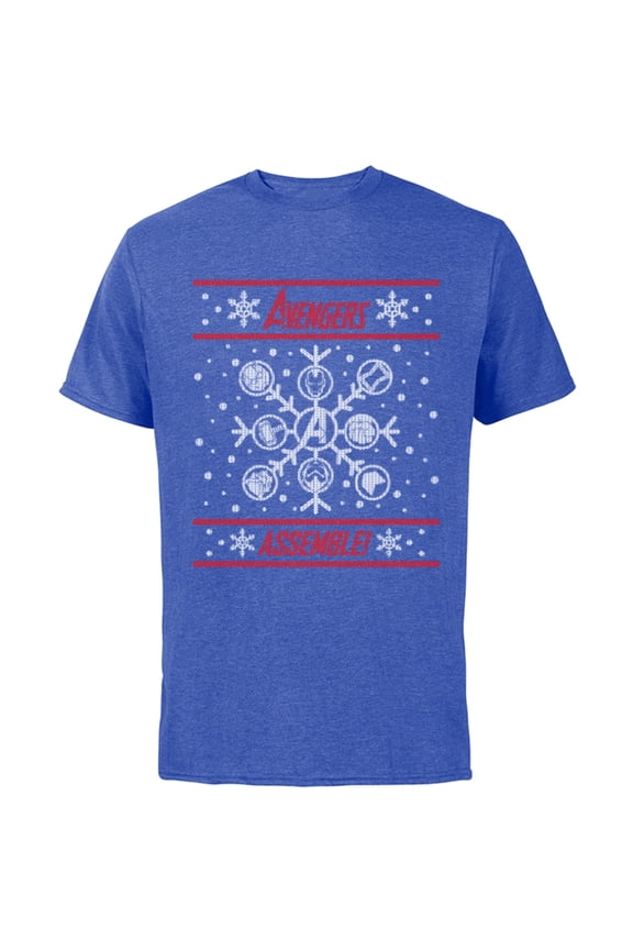 Avengers Assemble Holiday Sweater - Short Sleeve Cotton T-Shirt for Adults - Customized-Royal Heather